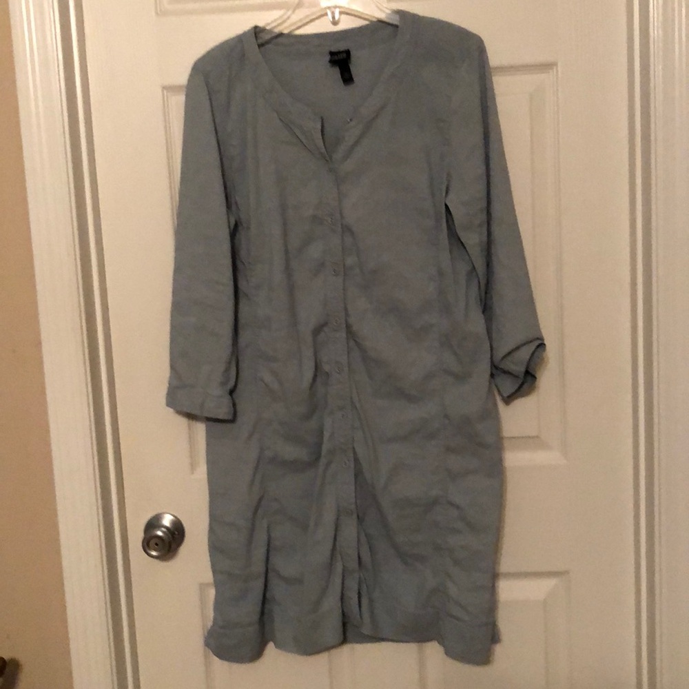 Eileen Fisher dress, large.  Linen, viscose and spandex.